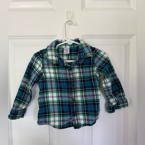 Carter's Blue & Green Plaid Button Down Toddler Boy Shirt - Size 18 months
